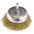 Щетка для дрели "чашка", со шпилькой, латунир.вит.проволока, 65 мм Matrix