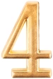 Цифра для номера квартиры "4" металл, золото (5068) 