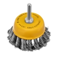 Щетка для дрели "чашка", со шпилькой, кручен.нерж.проволока, 65 мм Denzel