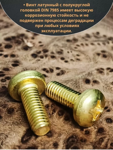 Винт 4х12  латунный с полукруглой гол. DIN7985,10 шт фото 3