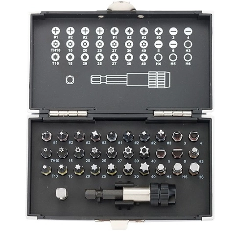 Набор бит, магнитный адаптер, сталь S2, пластик.бокс 32предм. Gross фото 1