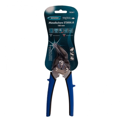 Ножницы по металлу PIRANHA, 185 мм,прямой и правый рез., сталь-CrMo, двухкомп.рук Gross фото 1