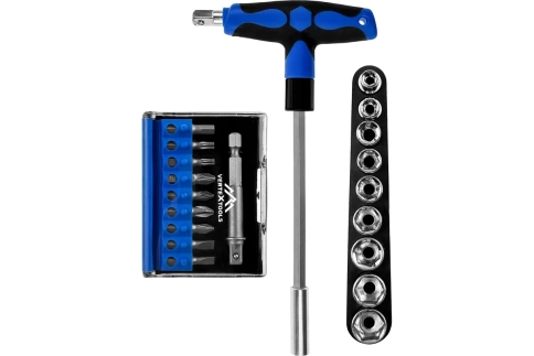 Отвертка с набором бит и торцев. головок 21 предмет VERTEXTOOLS фото 1