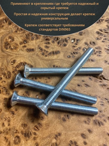 Винт потайной оцинкованный 6х70 DIN965, 100 шт. фото 4
