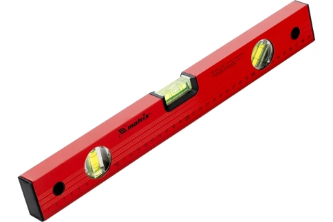 Уровень алюминиевый красный линейка 3 глазка Matrix фото 1