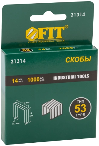 Скобы для степлера закален,прямоуг. 11,3 х 0,7 мм (узк.тип 53) 14 мм 1000 шт фото 2