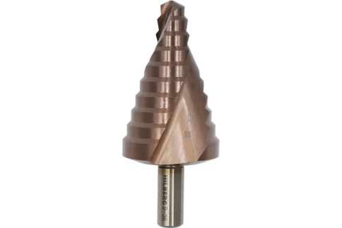 Сверло ступенчатое по металлу, HSS-COBALT, 10 ступеней, 9-36 мм P6M5 Hilberg фото 1