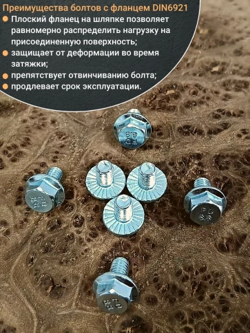 Болт М6х10 с фланцем к.п.8.8  ОЦ DIN6921 фото 8