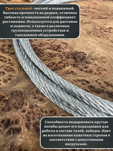 Трос стальной d4 ОЦ без оплетки, 40 метров фото 4