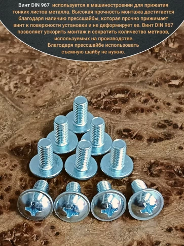 Винт с прессшайбой полукруглая головка DIN967 ,50 шт. фото 39