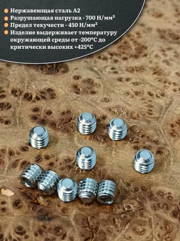 Винт установочный нержавеющий 3х5 DIN913 (гужон) фото 3