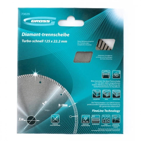 Диск алмазный турбо с лазерн.перфорац. сухое резание 180х22,2 мм Gross фото 3