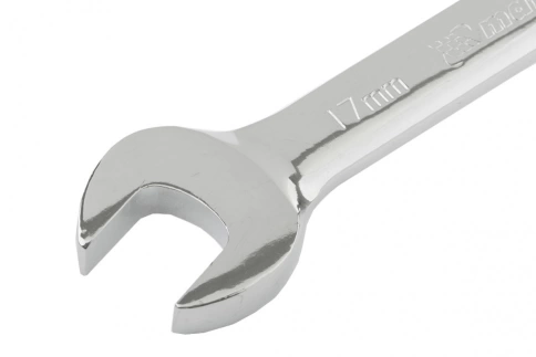 Ключ комбинированный трещоточный шарнирный зеркальный хром 17 мм CrV Matrix фото 2