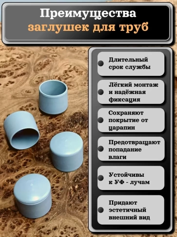 Заглушка для труб наружная круглая d 22 мм серая, 4 шт фото 2