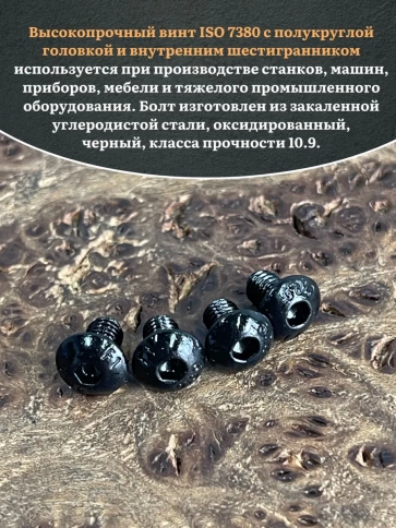 Винт чёрный 4х5 ISO 7380 под шестигранник к.п.10.9 фото 10