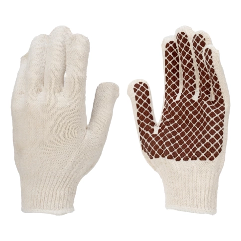 Перчатки трикотажные ПВХ покрытие Шахматный облив, оверлок, 6 нитей, 10 класс вязки, Сибртех фото 1