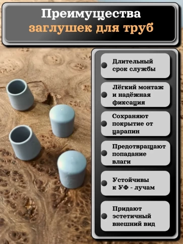 Заглушка для труб наружная круглая d 10 мм серая, 16 шт фото 2