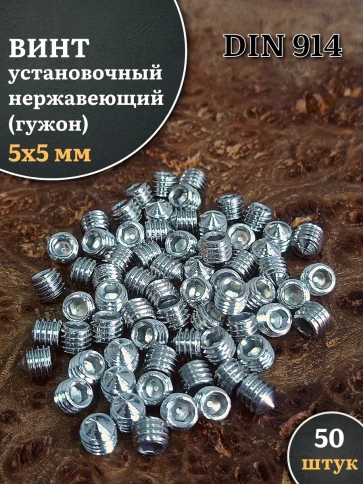 Винт установочный нержавеющий М5х5 DIN914 (гужон), 50 шт. фото 1