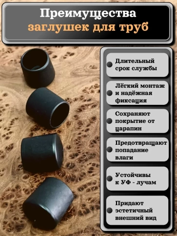 Заглушка для труб наружная круглая d 18 мм черная фото 3