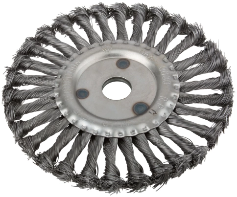 Корщетка-колесо, посадочн.д.22,2мм, стальная витая проволока 180 мм фото 1