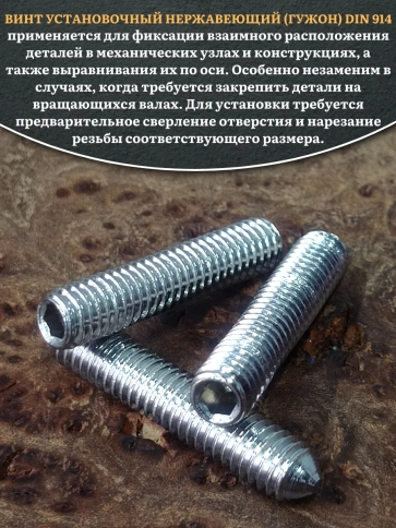 Винт установочный нержавеющий 6х30 DIN914 (гужон) фото 4