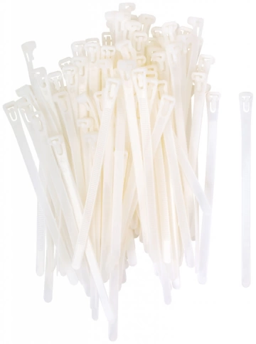 Хомуты нейлоновые многоразовые белые для проводов 150х7,5 мм 100 шт.  фото 1