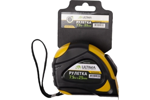 Рулетка Ultima AutoLock, обрезин.корп., автоматич.фикс. 7,5м х25 мм фото 1