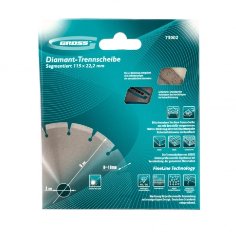 Диск алмазный лазерная приварка сегментов сухое резание 115х22,2 мм Gross фото 4