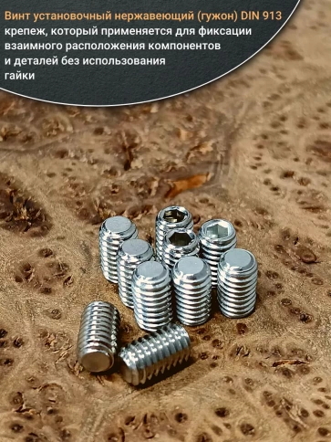 Винт установочный нержавеющий 4х10 DIN913 (гужон) фото 4