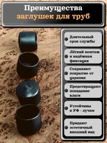 Заглушка для труб наружная круглая d 20 мм черная, 10 шт фото 3