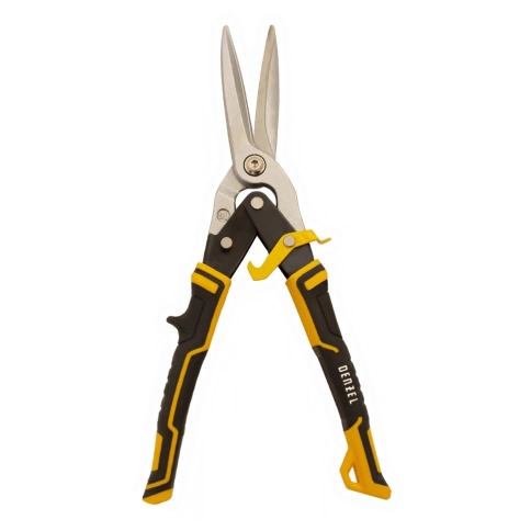 Ножницы по металлу, 270 мм, прямой проходной рез., сталь-CrMo, трехкомп.рук Denzel фото 1