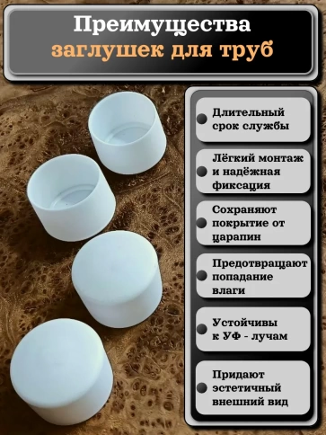Заглушка для труб наружная круглая d 30 мм белая, 20 шт фото 3