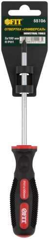 Отвертка Универсал, CrV сталь, прорезиненная ручка, Профи 5х100 мм РН1 фото 3