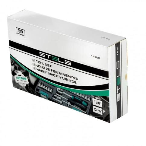 Набор инструментов 29 предметов 1/4 CrV пластиковый кейс Stels фото 3