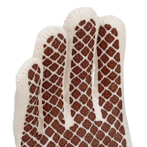 Перчатки трикотажные ПВХ покрытие Шахматный облив, оверлок, 6 нитей, 10 класс вязки, Сибртех фото 3