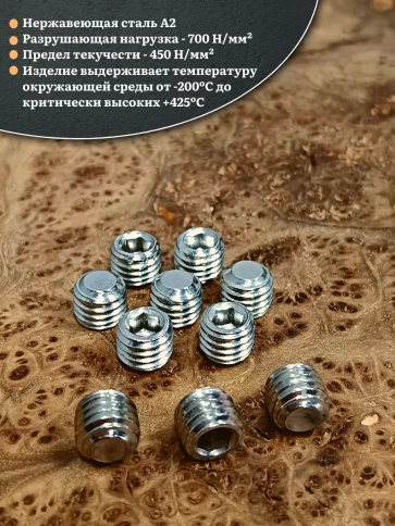 Винт установочный нержавеющий 12х10 DIN913 (гужон) фото 7