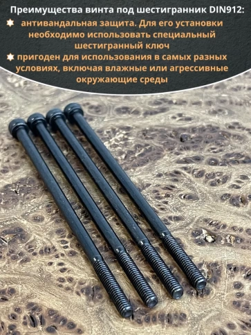 Винт высокопрочный НР М4х90 мм к.п.12.9 черный DIN912, 10 шт. фото 4