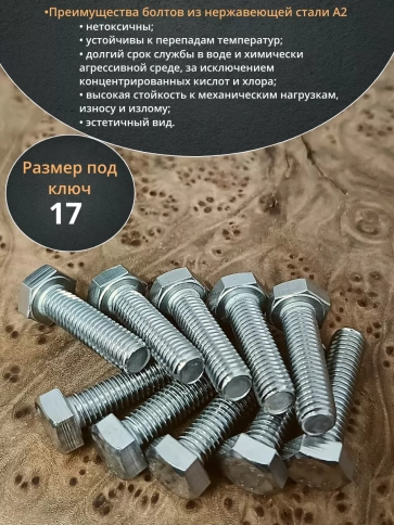 Болт нержавеющий 10х25 мм DIN933  10шт фото 3