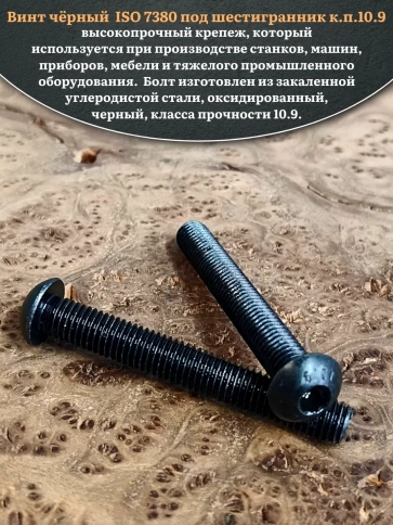 Винт чёрный 8х65 ISO 7380 под шестигранник к.п.10.9 фото 4