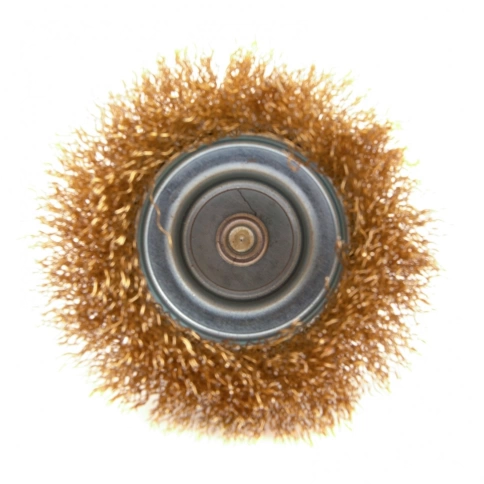 Щетка для дрели "чашка", со шпилькой, латунир.вит.проволока, Matrix фото 6