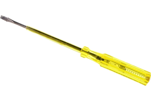 Отвертка индикаторная 190 мм 100-500В, желтая ручка фото 1
