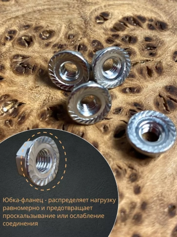 Гайка с фланцем нержавеющая М4 DIN 6923 (10 шт.) фото 3