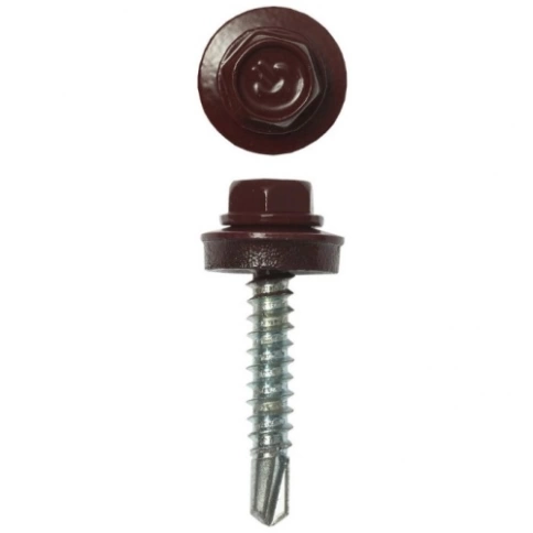 Саморез кровельный, 4,8х38 шоколадно-коричневый RAL8017 фото 1