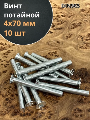 Винт потайной оцинкованный 4х70 DIN965, 10 шт. фото 1