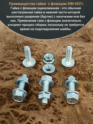 Болт 6х20 с фланцем к.п.8.8 ОЦ с гайкой с фланцем (10шт) фото 5