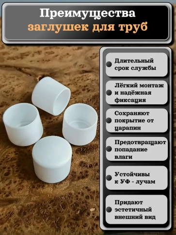 Заглушка для труб наружная круглая d 20 мм белая, 20 шт фото 3