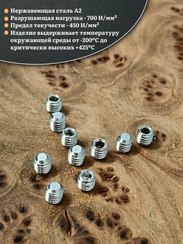 Винт установочный нержавеющий 3х5 DIN913 (гужон) фото 7