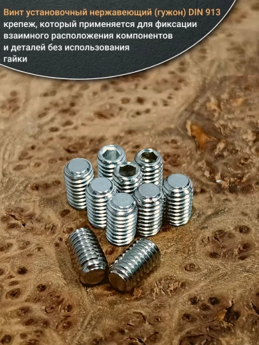 Винт установочный нержавеющий М8х10 DIN913 (гужон), 10 шт. фото 4