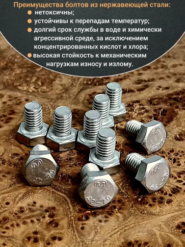 Болт нержавеющий 5х10 мм DIN933 фото 4