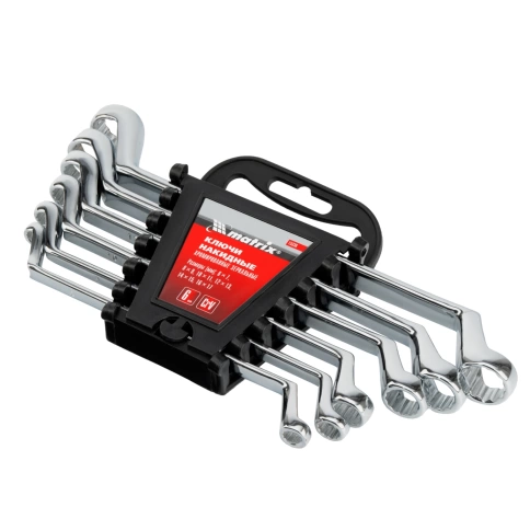 Набор ключей накидных 6-17 мм 6 шт CrV Elliptical зеркальное хромирование Matrix фото 1